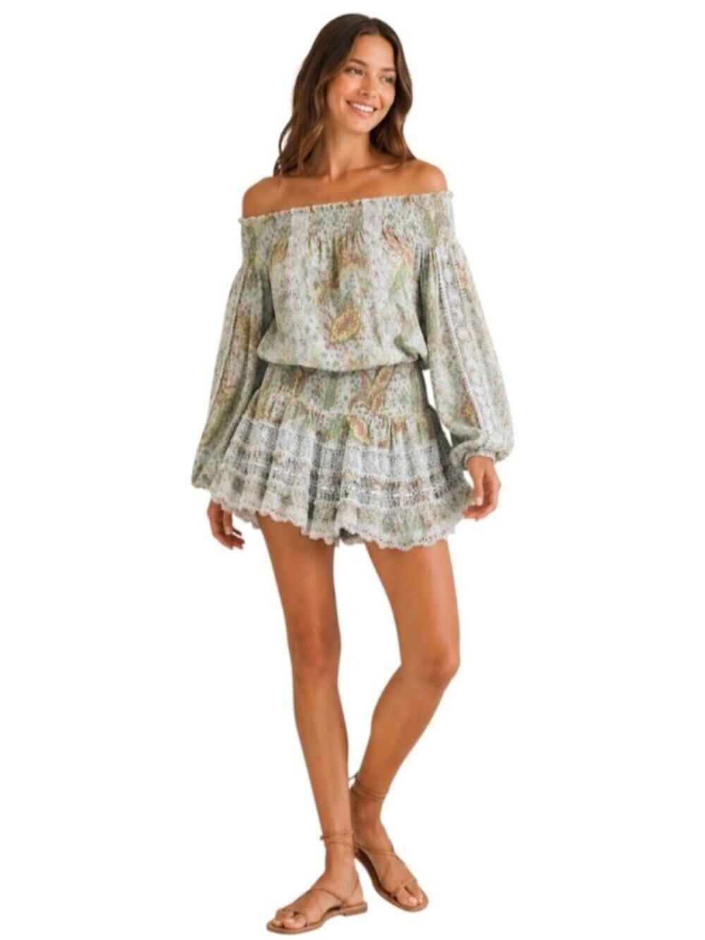 NWT Miss June Paris Bohemian Lace Off The Shoulder Mini Dress